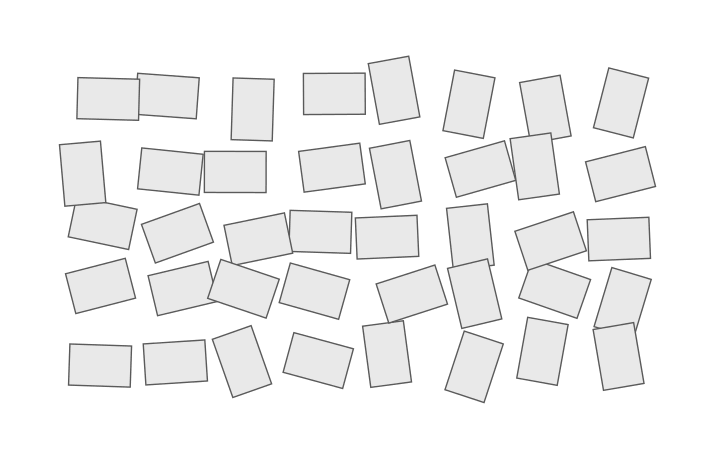 A pile of landscape and portrait photos flying into a seamless, gap-free collage layout
